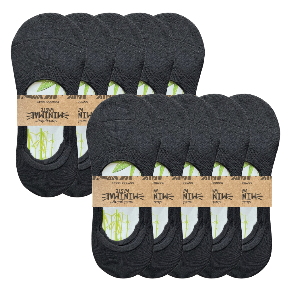 5 Pairs of Bamboo Footies | Ladies | Black | 35-39