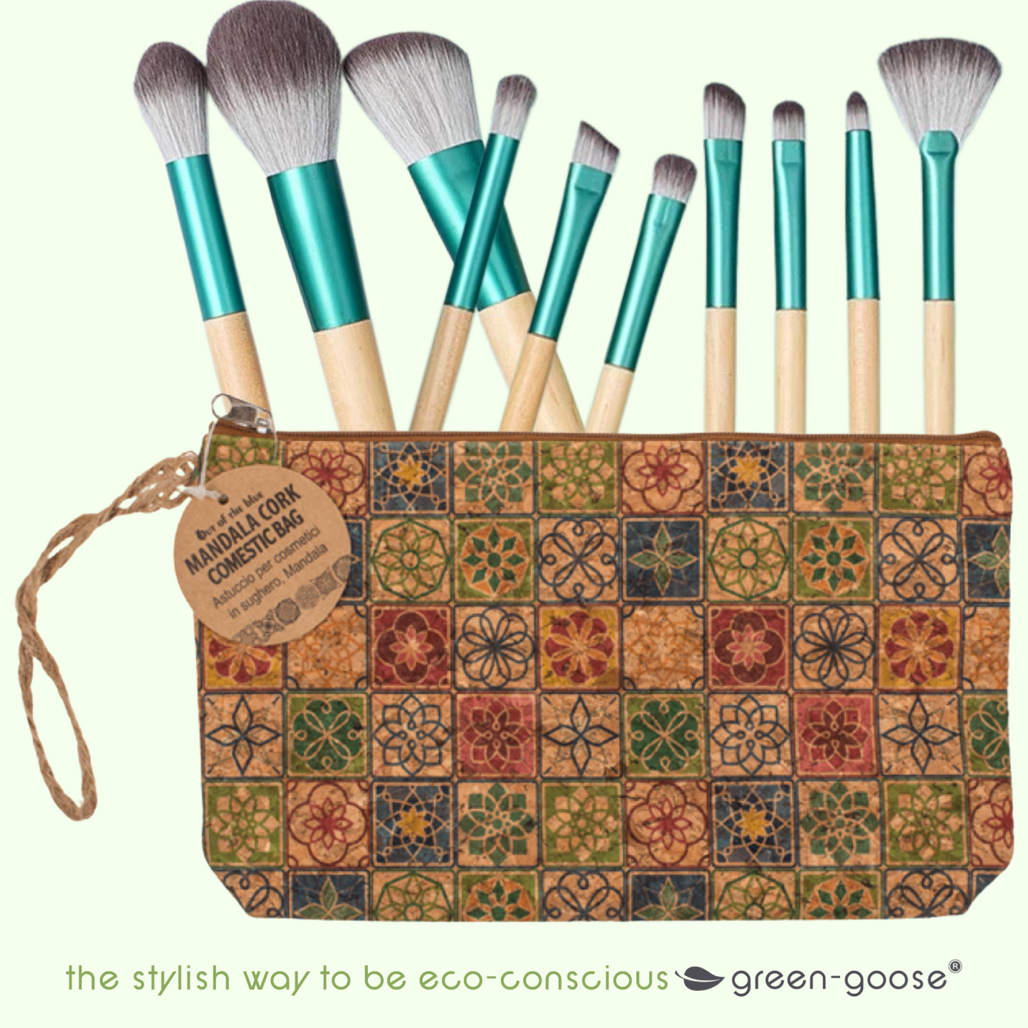 Large Pencil Case and Purse Cork | Black Tile