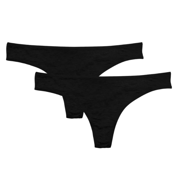 Bambus-Damen-Tanga | 2 Stück | Schwarz