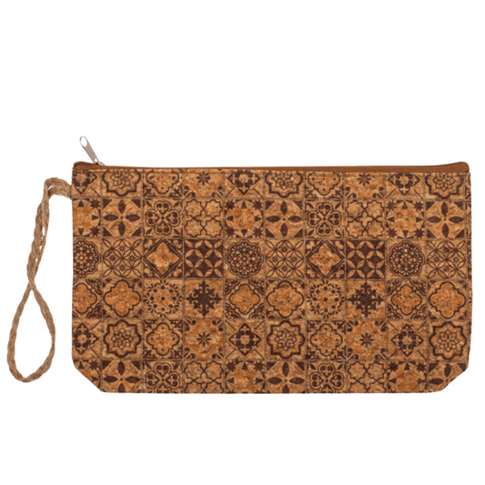 Kork-Make-up-Tasche | Braune Fliese
