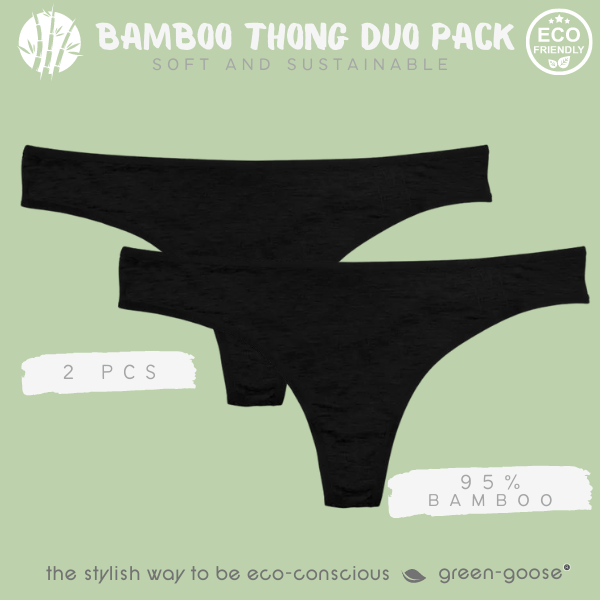 Bambus-Damen-Tanga | 2 Stück | Schwarz