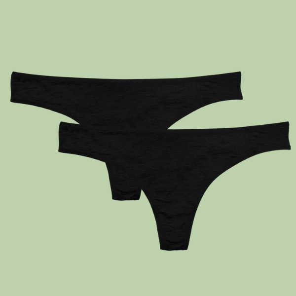 Bambus-Damen-Tanga | 2 Stück | Schwarz