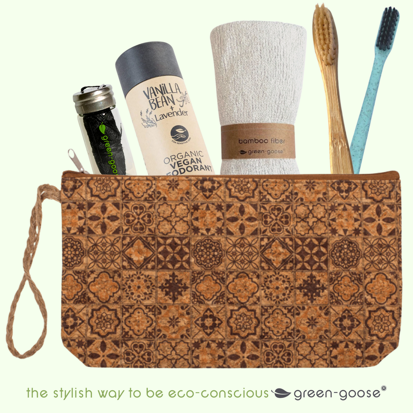 Large Pencil Case and Purse Cork | Black Tile