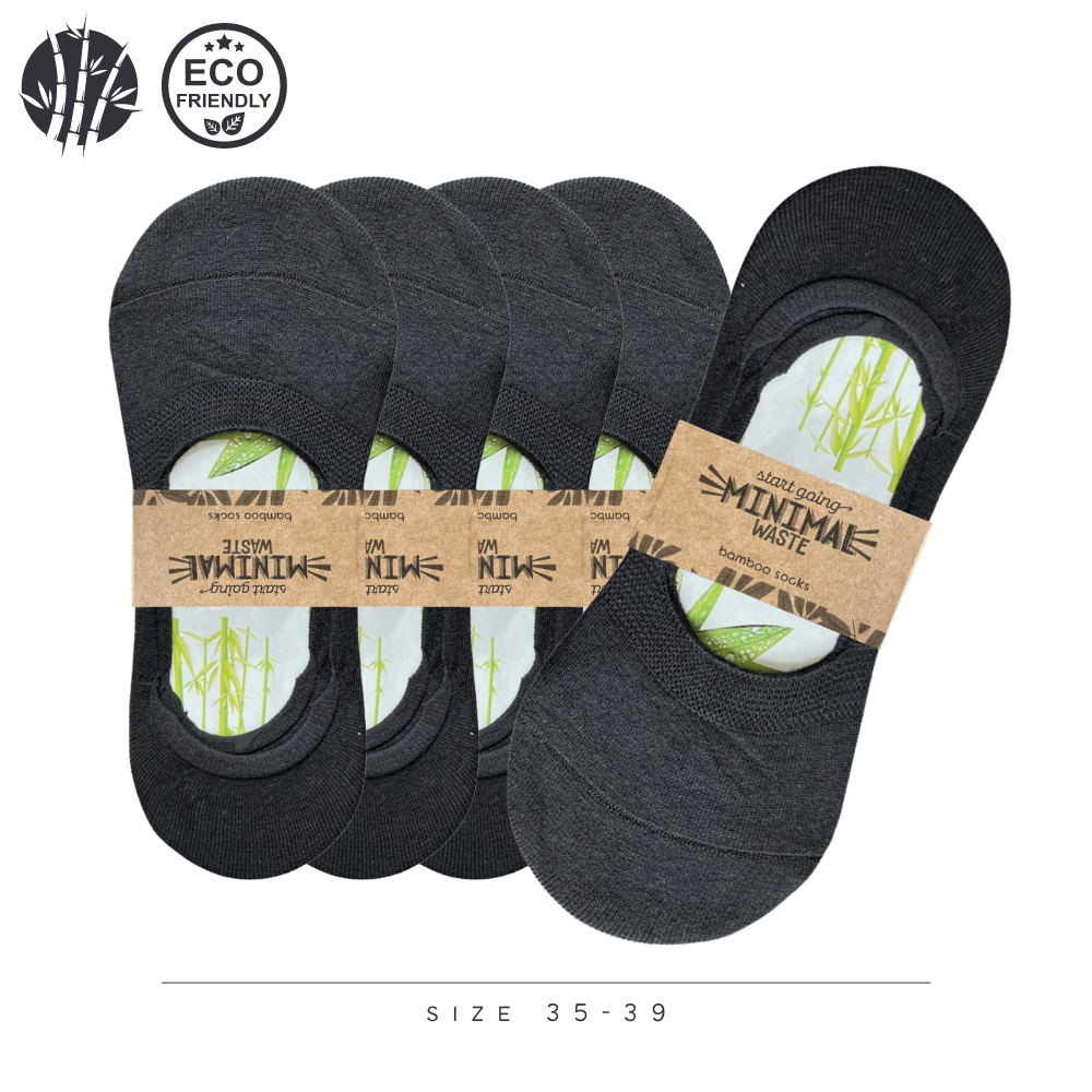 5 Pairs of Bamboo Footies | Ladies | Black | 35-39