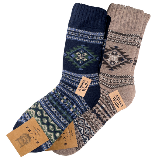 Alpakasocken Damen | 2 Paar | Blau grau