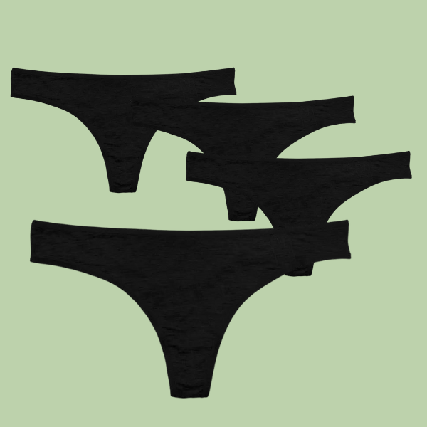 Bamboo Ladies Thong | 2 Pieces | Black