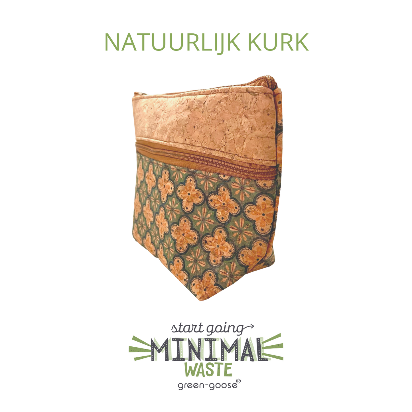Cork Deep Pouch | Turquoise Flower