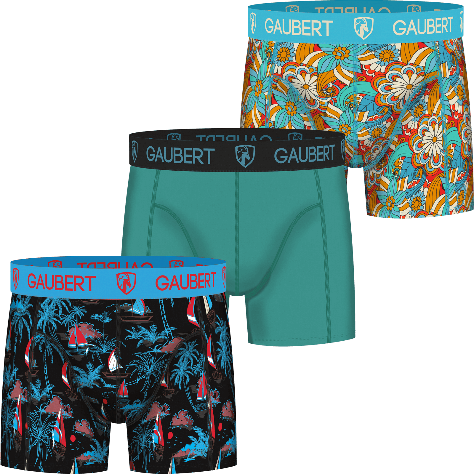 Gaubert Bamboe Boxershorts | 3 Stuks | Zeilboot en Bloemen green_goose_projects