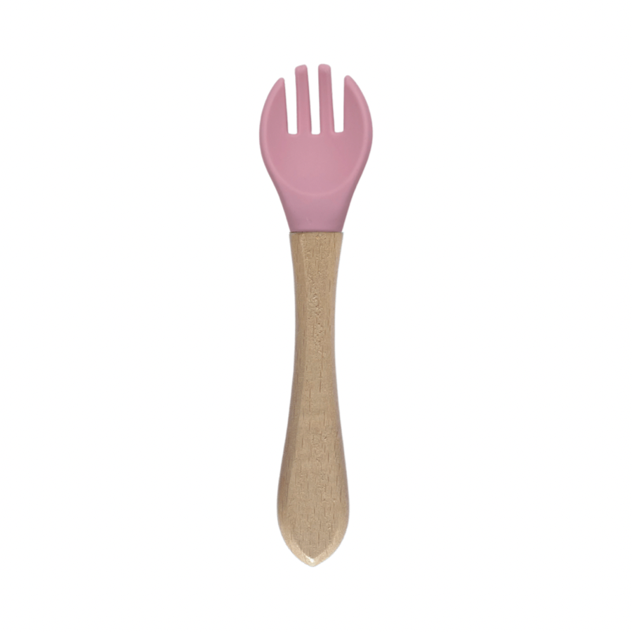 Silicone Bib and Bamboo Cutlery | Pink