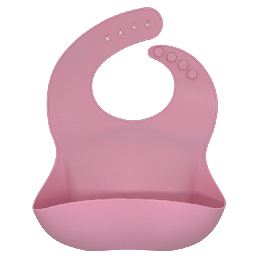 Silicone Bib and Bamboo Cutlery | Pink