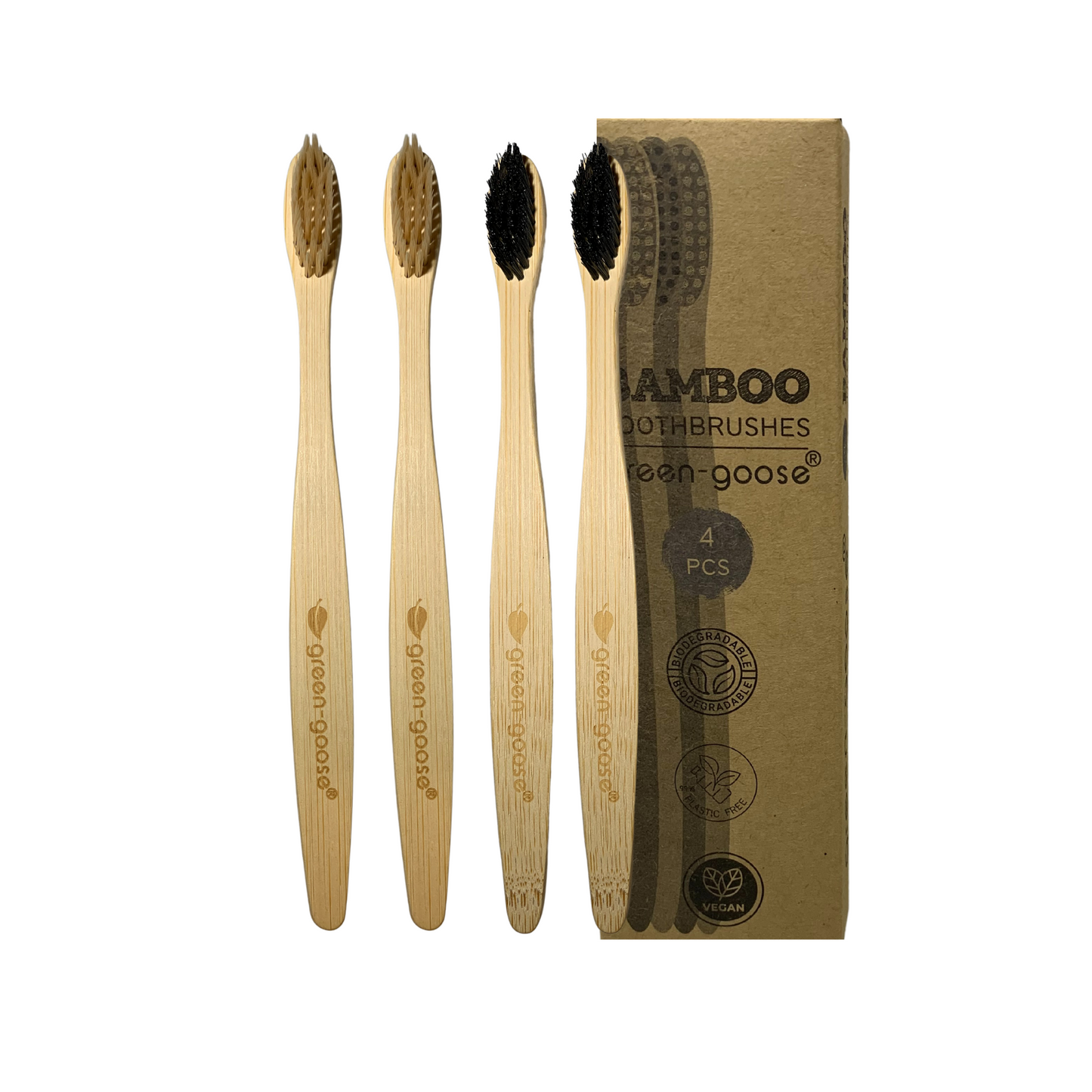 Bamboo Toothbrush | 4 Pieces | Hard &amp; Medium