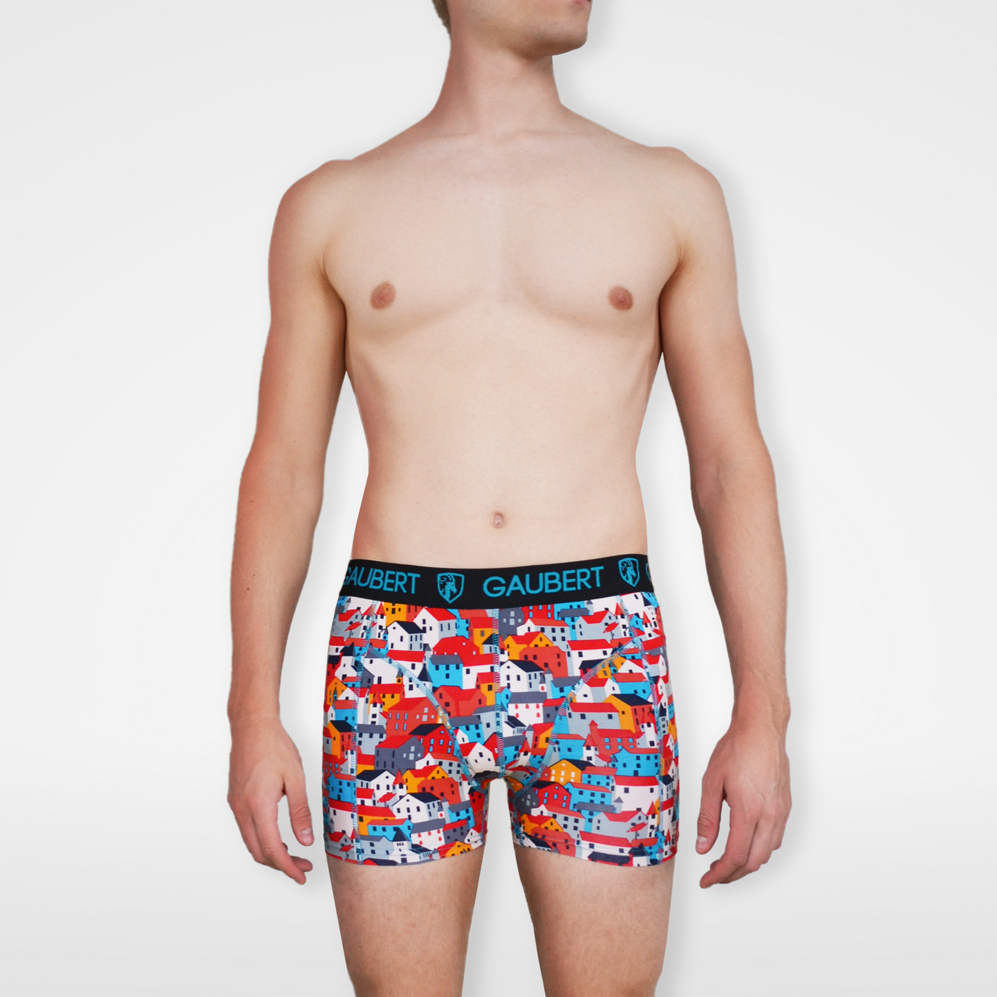 Gaubert Bambus-Boxershorts | 3 Stück | Fische und Häuser | Türkis