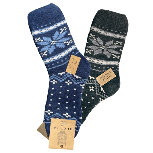 Alpakasocken Damen | 2 Paar | Blau grau