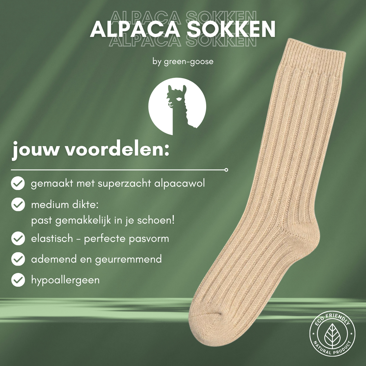 green-goose Alpaca Heren Sokken Effen