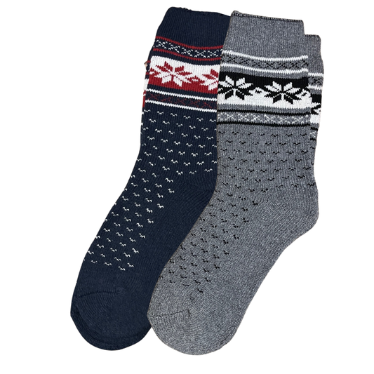 green-goose Alpaca Men's Socks - 2 Pairs - Blue/Gray - 95%