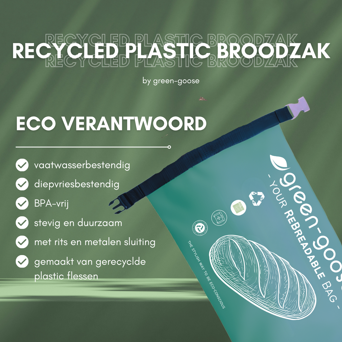 green-goose Herbruikbare rPet Broodzak XL - 42x28cm