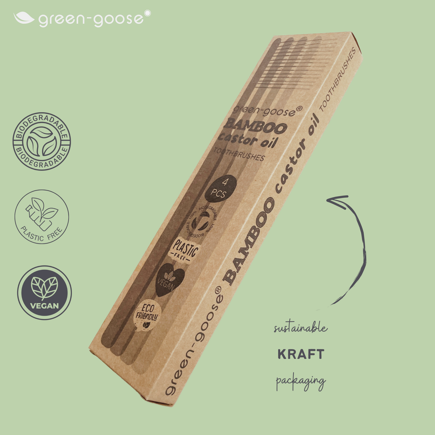 Bamboo Toothbrush | 4 Pieces | Hard