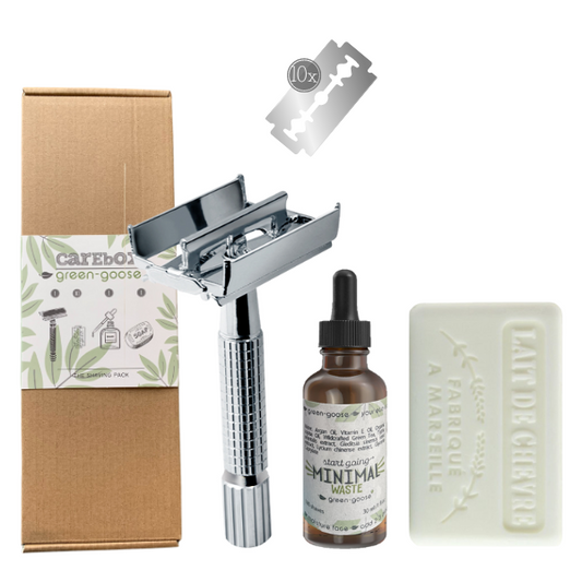 Carebox | Das Rasierpaket | Silberner Butterfly-Verschluss