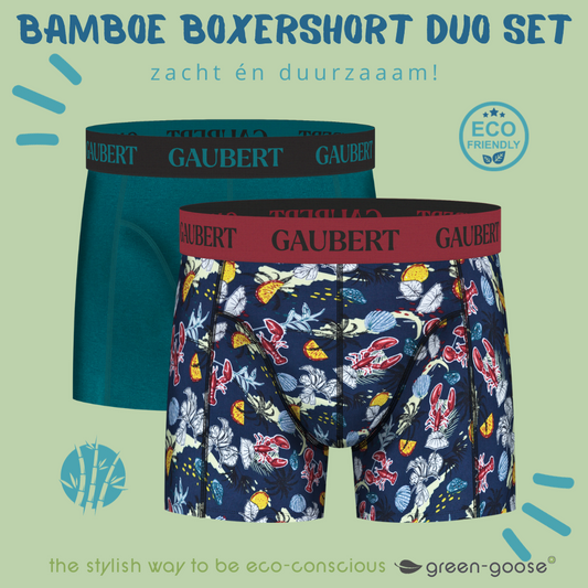Gaubert Bamboo Boxer Shorts | 3 Pieces | Fish and Houses | Turquoise