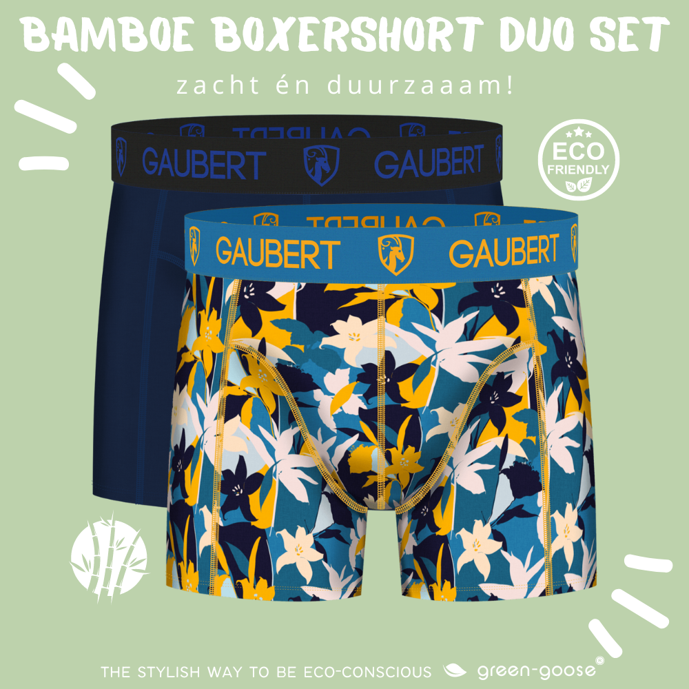 Gaubert Bambus-Boxershorts | 3 Stück | Fische und Häuser | Türkis