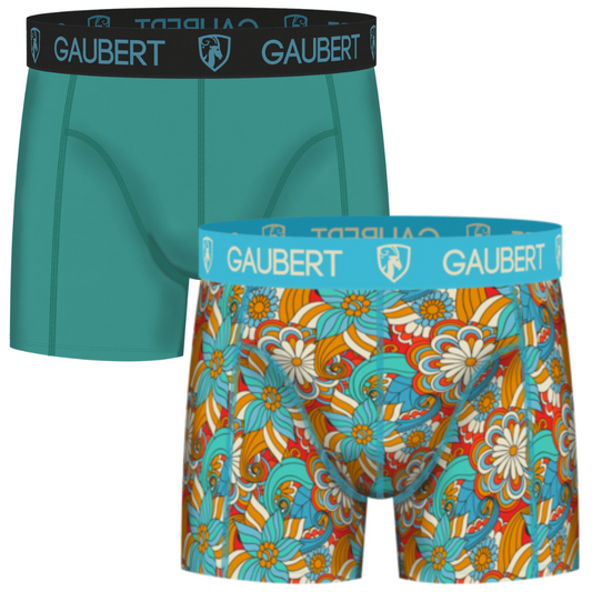 Gaubert Bambus-Boxershorts | 3 Stück | Fische und Häuser | Türkis