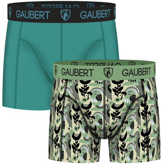 Gaubert Bambus-Boxershorts | 3 Stück | Fische und Häuser | Türkis