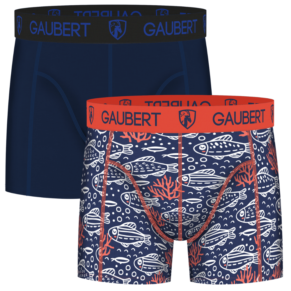 Gaubert Bambus-Boxershorts | 3 Stück | Fische und Häuser | Türkis