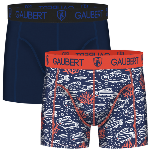 Gaubert Bambus-Boxershorts | 3 Stück | Fische und Häuser | Türkis