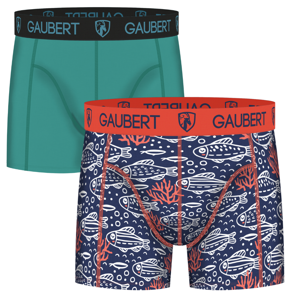 Gaubert Bamboo Boxer Shorts | 3 Pieces | Fish and Houses | Turquoise