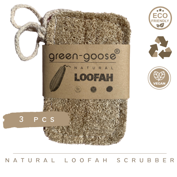 Loofah Keukenspons Rechthoek | Set van 3 green-goose