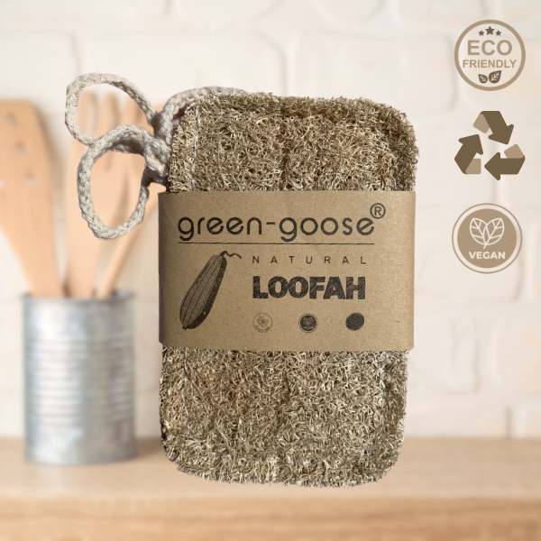 Loofah Keukenspons Rechthoek | Set van 3 green-goose