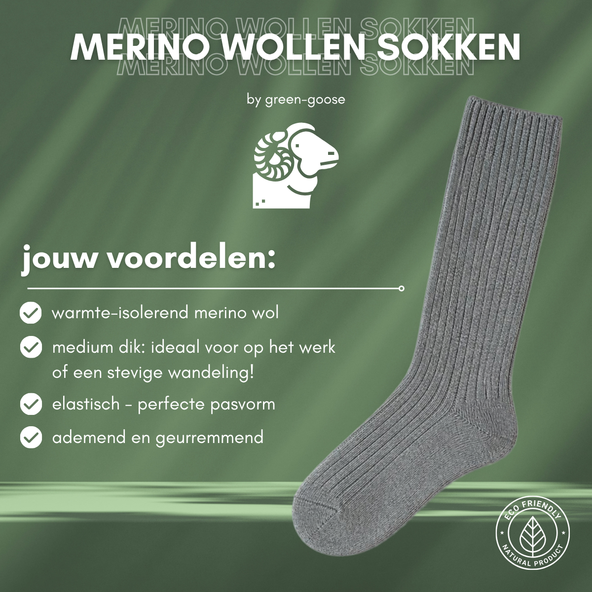 green-goose Merino Wollen Dames Sokken - Grijs