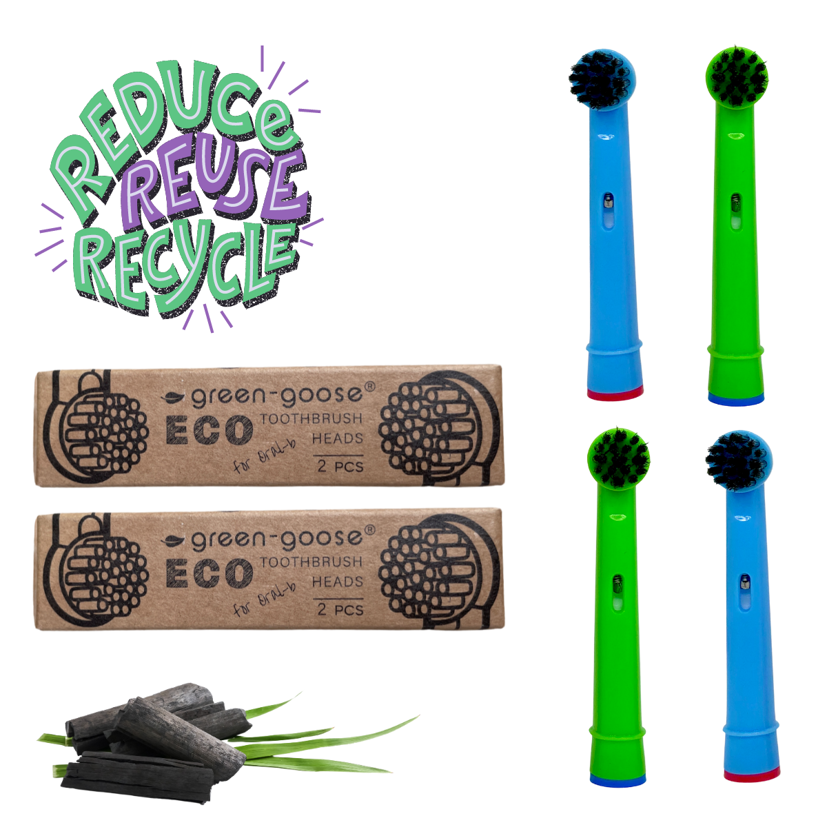 Oral B Charcoal Brush Heads | 4 Pieces | Kids