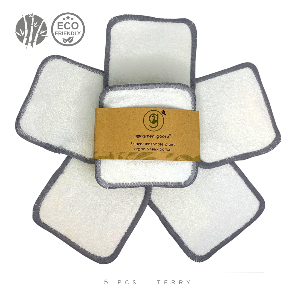 Reusable XL Bamboo Organic Cotton 3-layer Cotton Pads | 5 Pieces | Medium