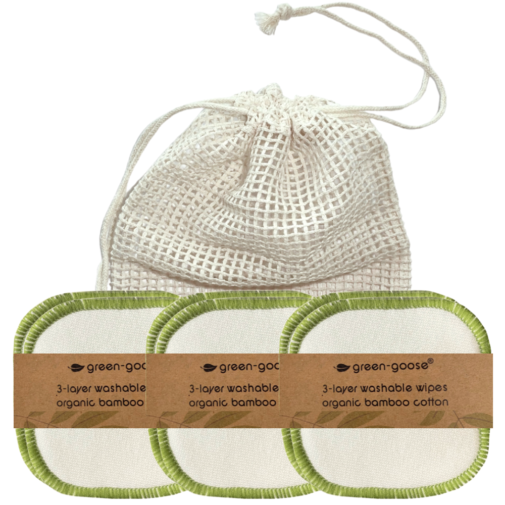 Reusable XL Bamboo Organic Cotton 3-layer Cotton Pads | 5 Pieces | Soft