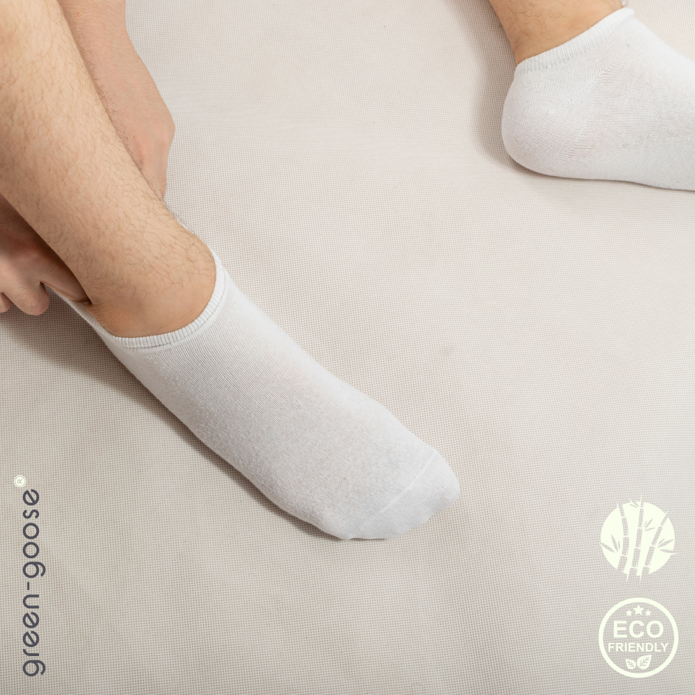 green-goose Bamboo Ankle Socks Men - 5 Pairs - White - 95% Bamboo