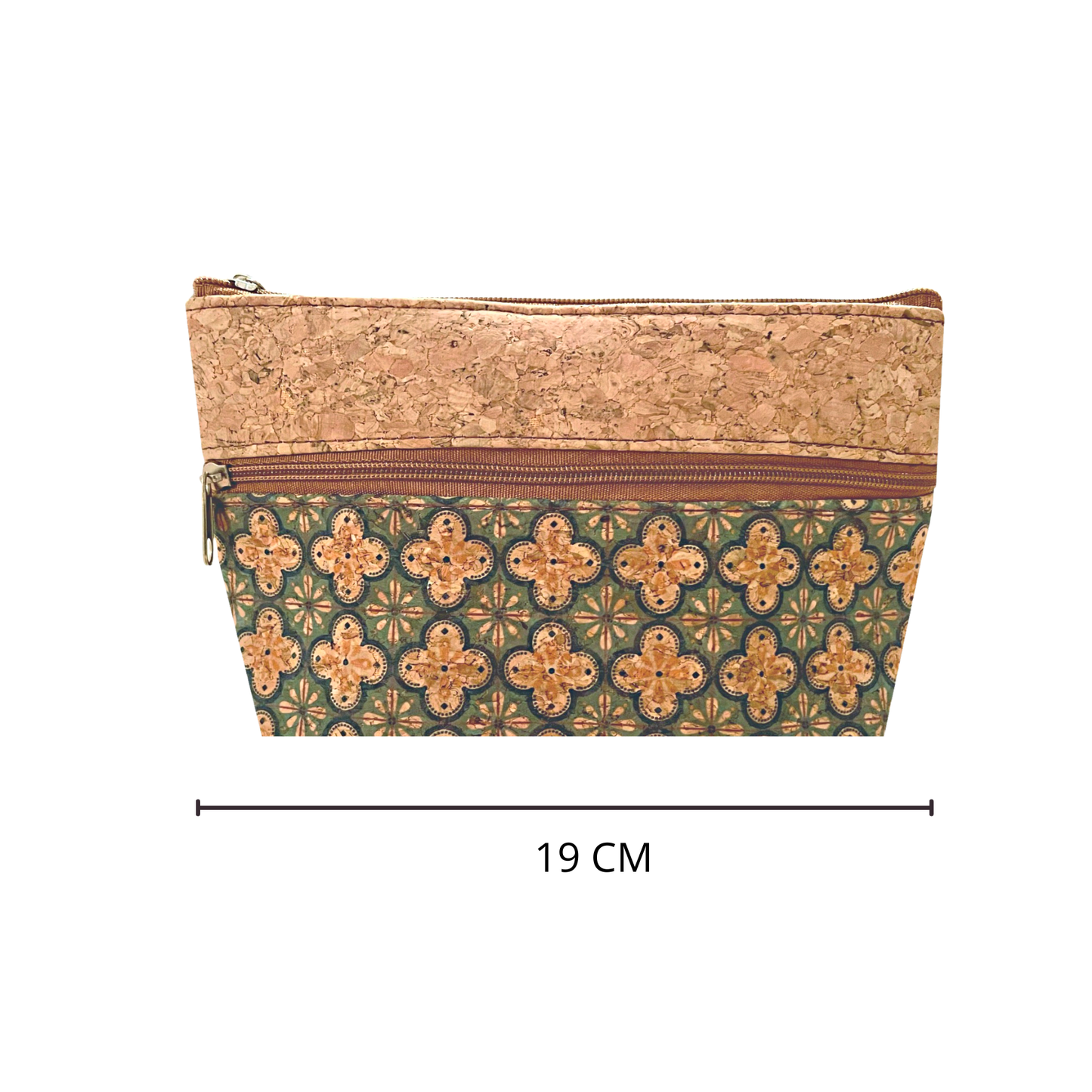 Cork Deep Pouch | Turquoise Flower