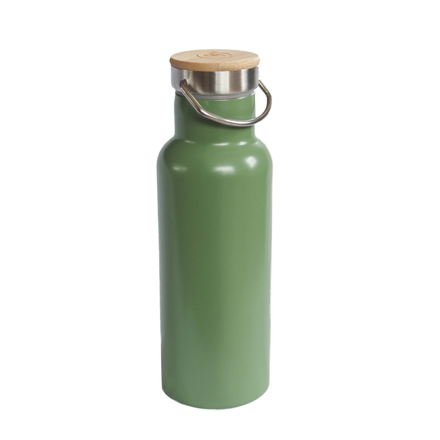 Stainless Steel Thermos Flask with Bamboo Cap | Green | In Gift Box