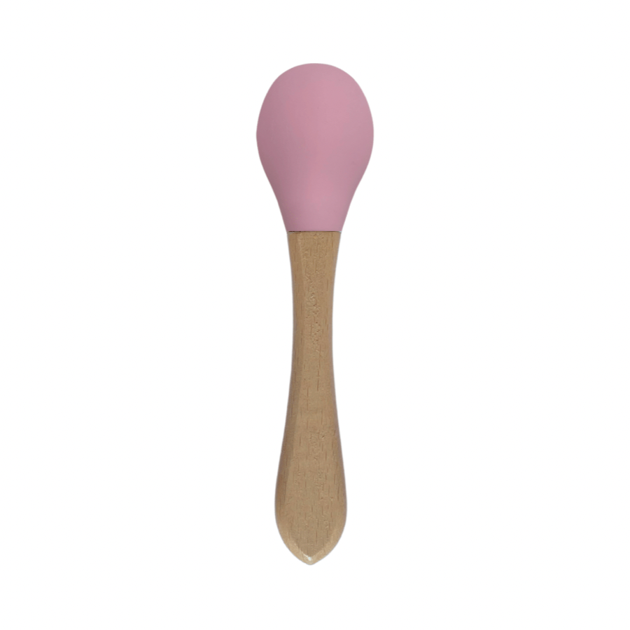Silicone Bib and Bamboo Cutlery | Pink