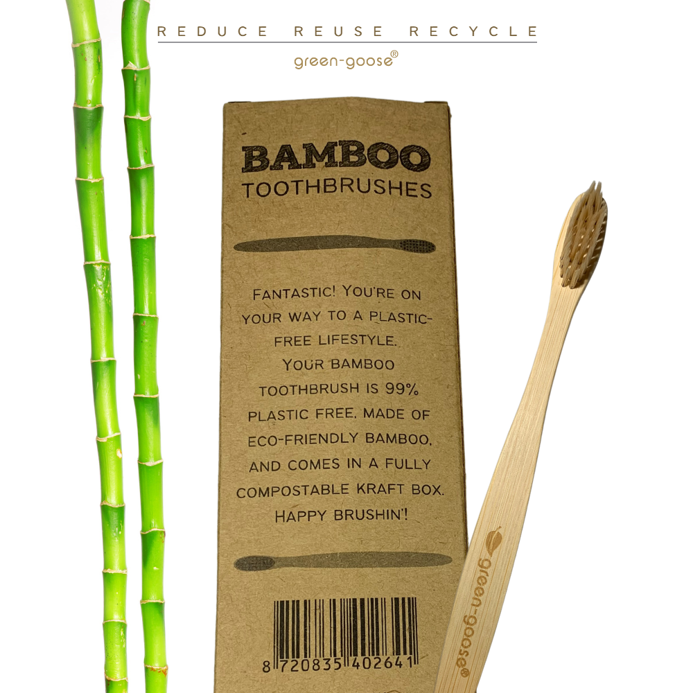 Bamboe Tandenborstel | 4 Stuks | Medium green_goose_projects